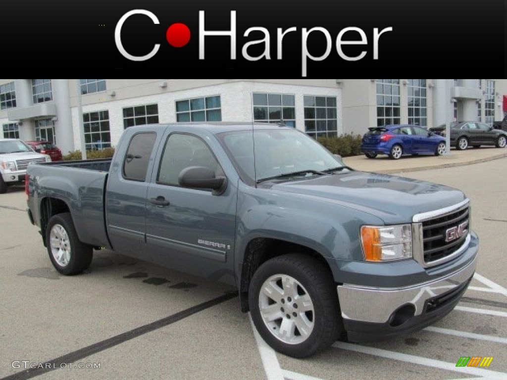 2008 Sierra 1500 SLE Extended Cab 4x4 - Stealth Gray Metallic / Ebony photo #1