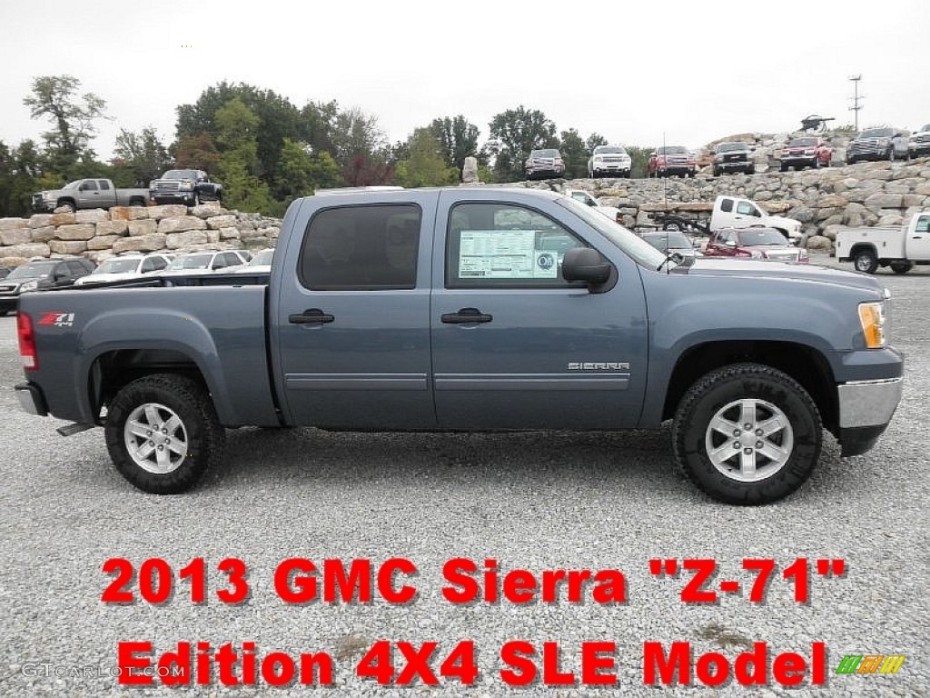 2013 Sierra 1500 SLE Crew Cab 4x4 - Stealth Gray Metallic / Ebony photo #1