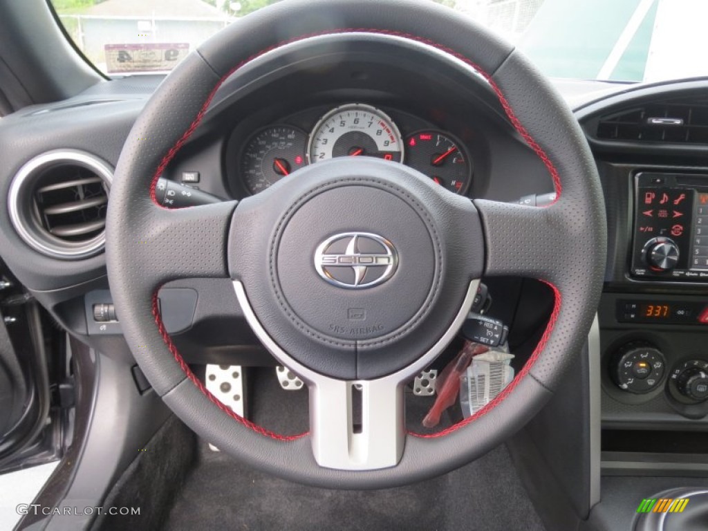 2013 Scion FR-S Sport Coupe Black/Red Accents Steering Wheel Photo #71468054