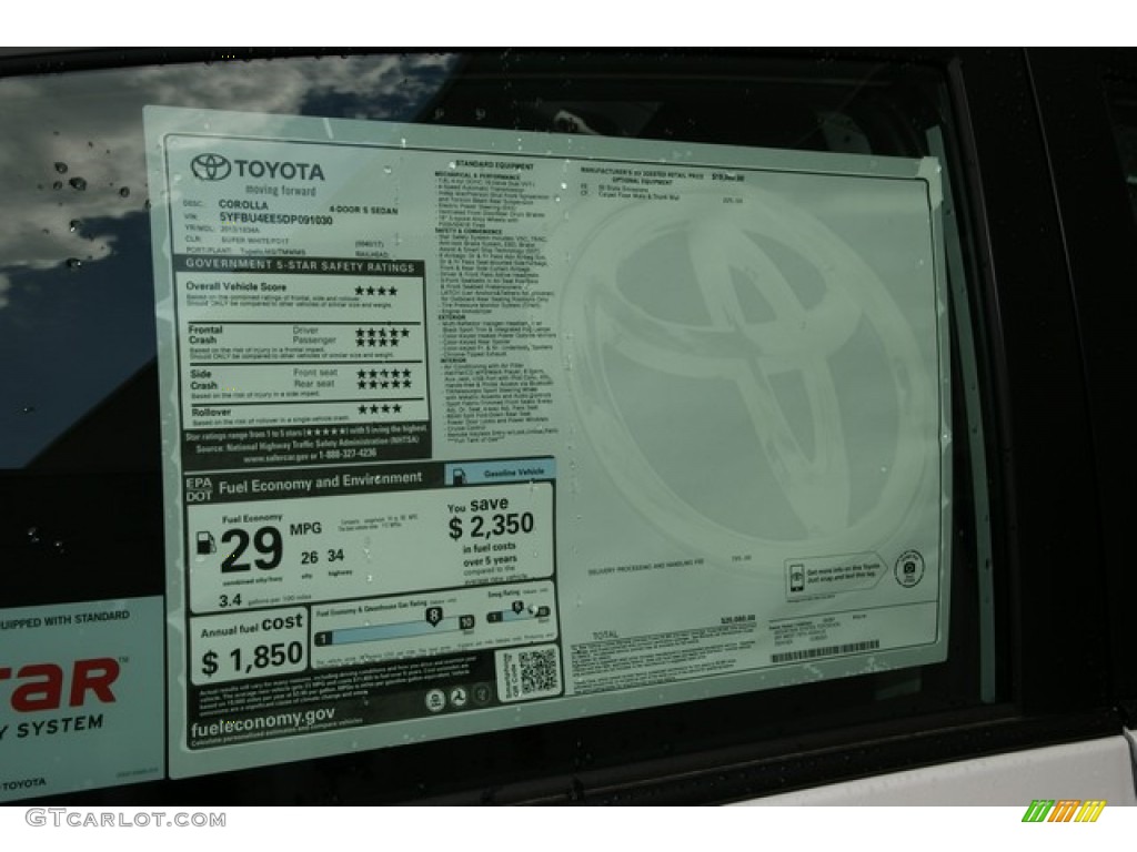 2013 Corolla S - Super White / Dark Charcoal photo #10