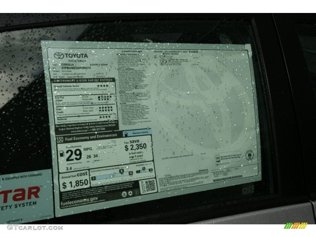 2013 Corolla S - Classic Silver Metallic / Dark Charcoal photo #10