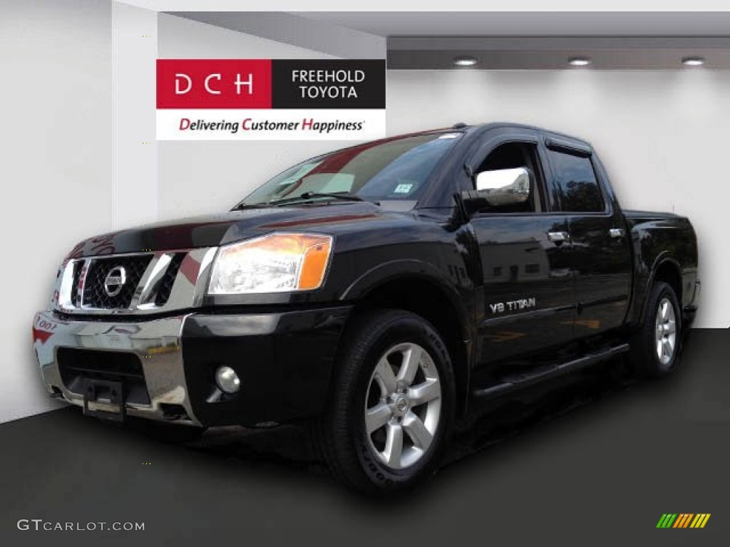 2008 Titan LE Crew Cab 4x4 - Galaxy Black / Charcoal photo #1