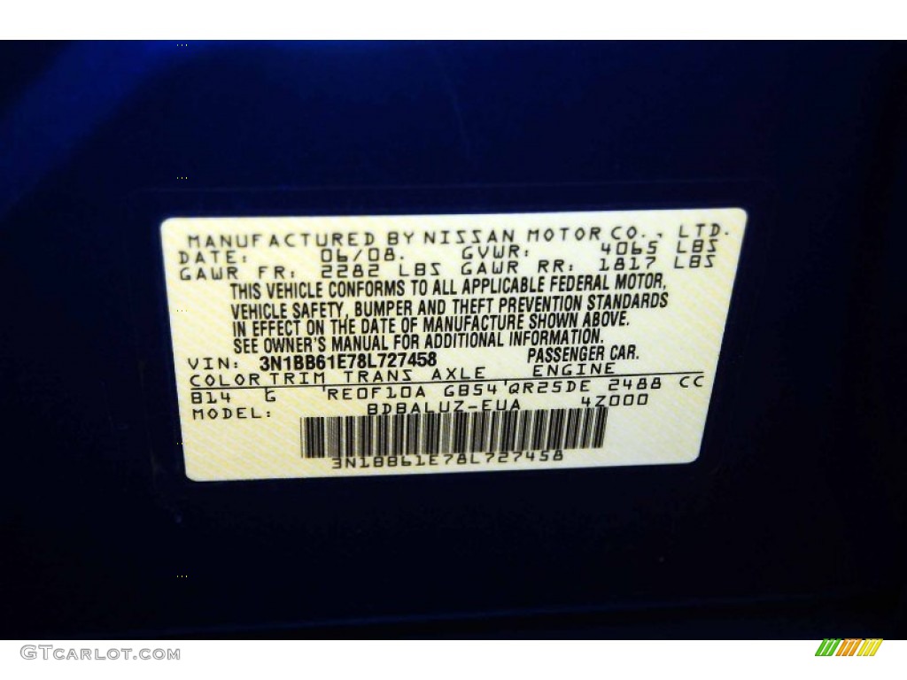 2008 Sentra SE-R - Sapphire Blue / SE-R Charcoal photo #12