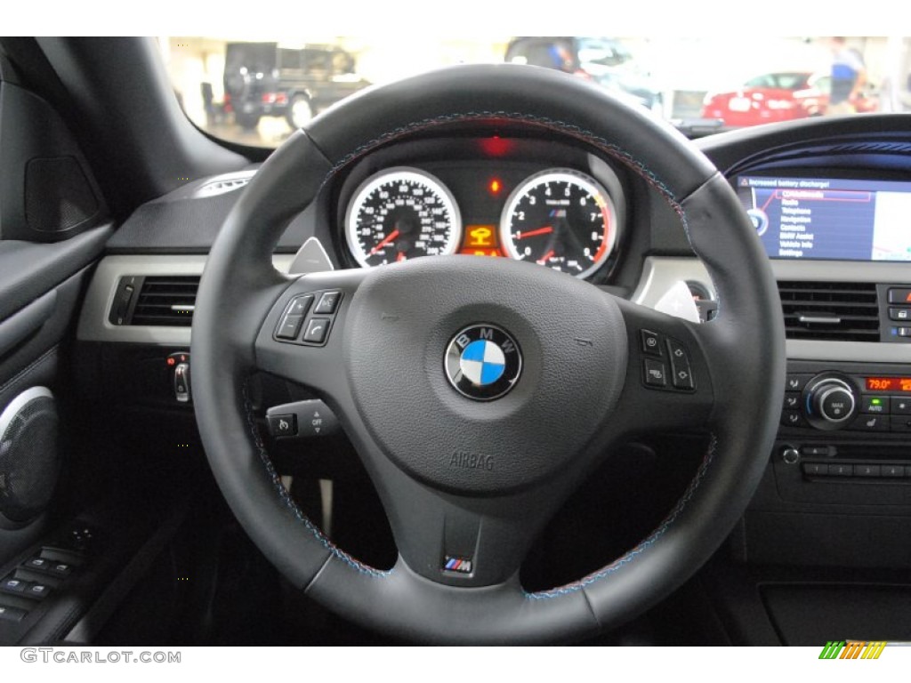 2011 BMW M3 Convertible Black Novillo Leather Steering Wheel Photo #71491375