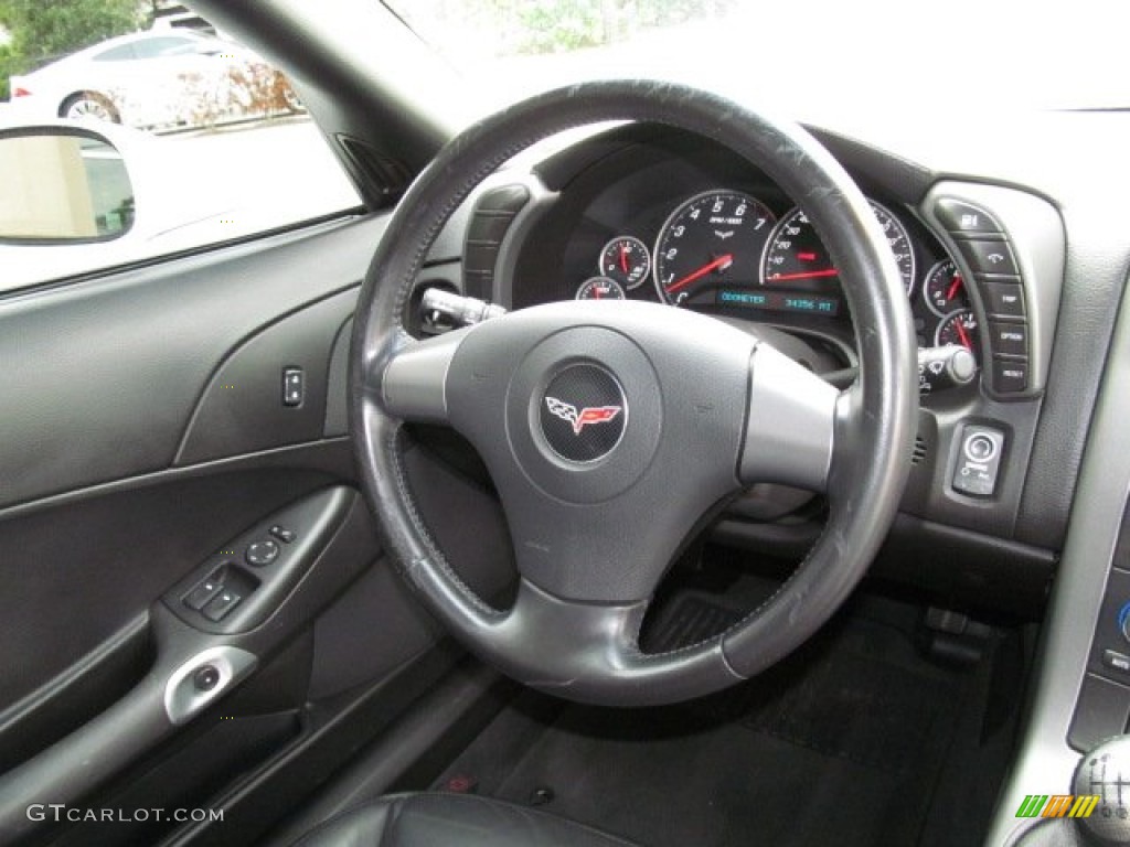 2007 Chevrolet Corvette Coupe Ebony Steering Wheel Photo #71491723