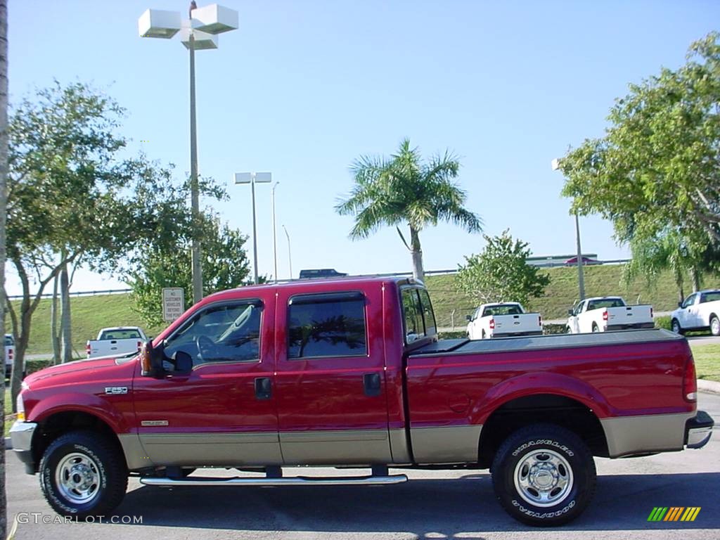 2003 F250 Super Duty Lariat Crew Cab 4x4 - Toreador Red Metallic / Medium Parchment Beige photo #8