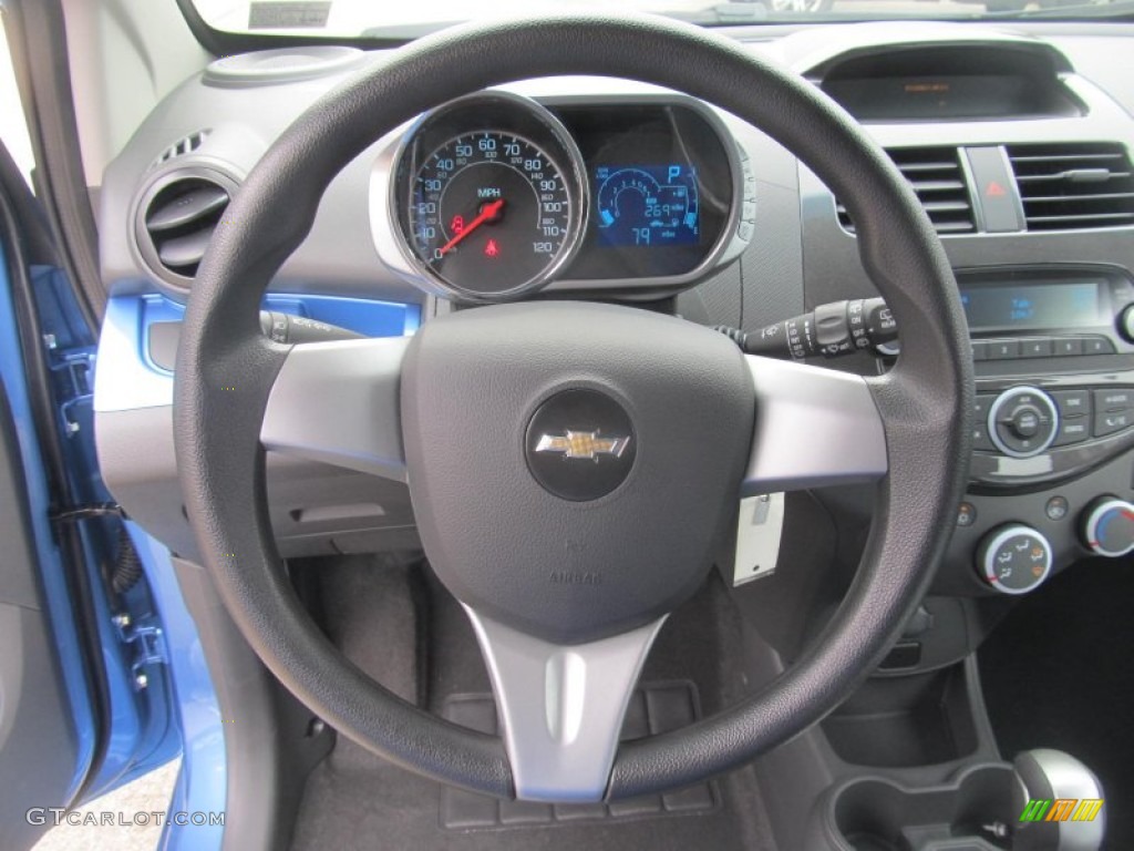 2013 Chevrolet Spark LS Silver/Blue Steering Wheel Photo #71496781