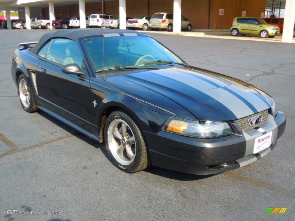 2003 Mustang V6 Convertible - Black / Medium Parchment photo #1