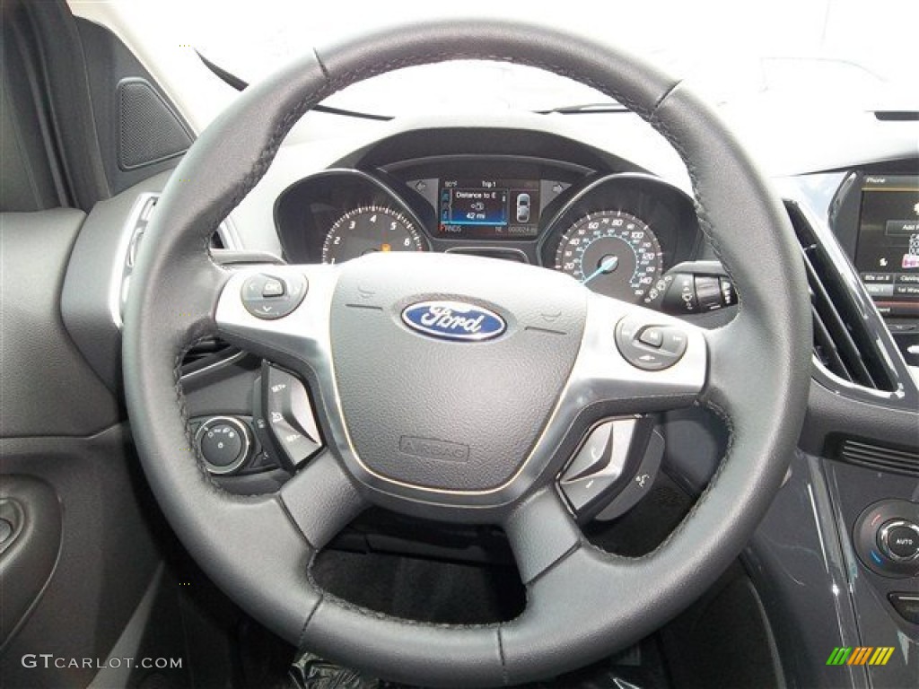 2013 Ford Escape Titanium 2.0L EcoBoost Charcoal Black Steering Wheel Photo #71502595