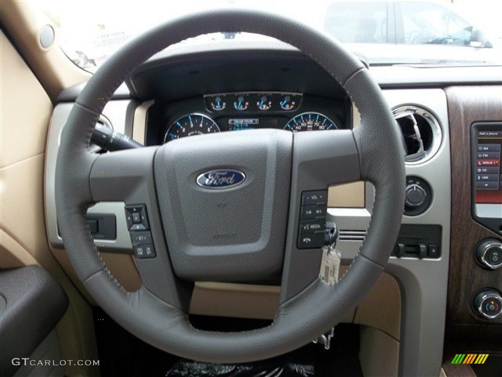 2013 Ford F150 Lariat SuperCrew Adobe Steering Wheel Photo #71510639