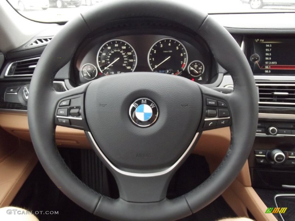 2013 BMW 7 Series 740Li Sedan Saddle/Black Steering Wheel Photo #71514428