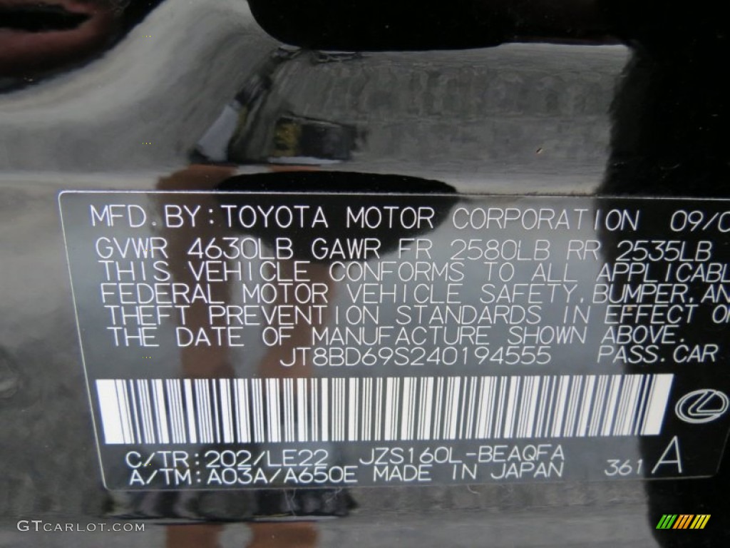 2004 GS Color Code 202 for Black Onyx Photo #71517212