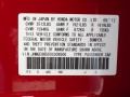 R81: Milano Red 2013 Honda Fit Sport Color Code