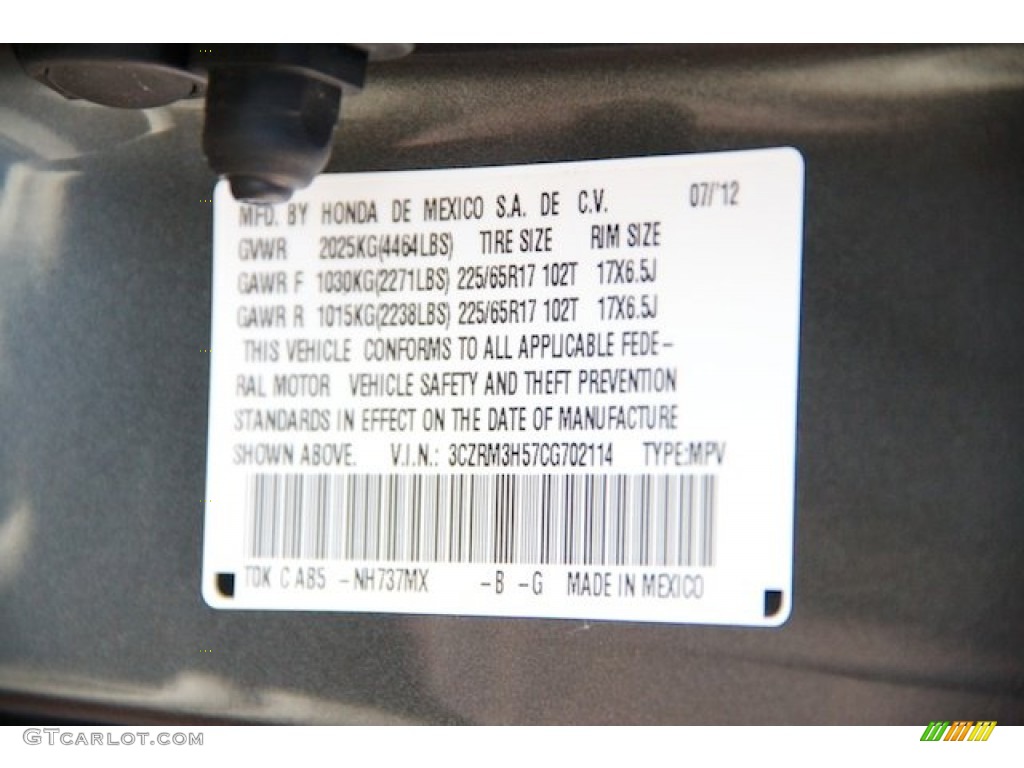 2012 CR-V EX - Polished Metal Metallic / Gray photo #20