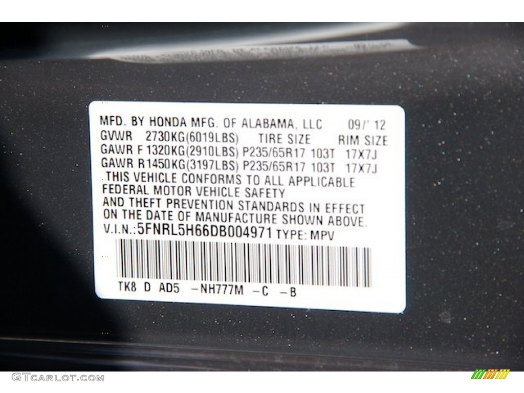 2013 Odyssey Color Code NH777M for Smokey Topaz Metallic Photo #71527726