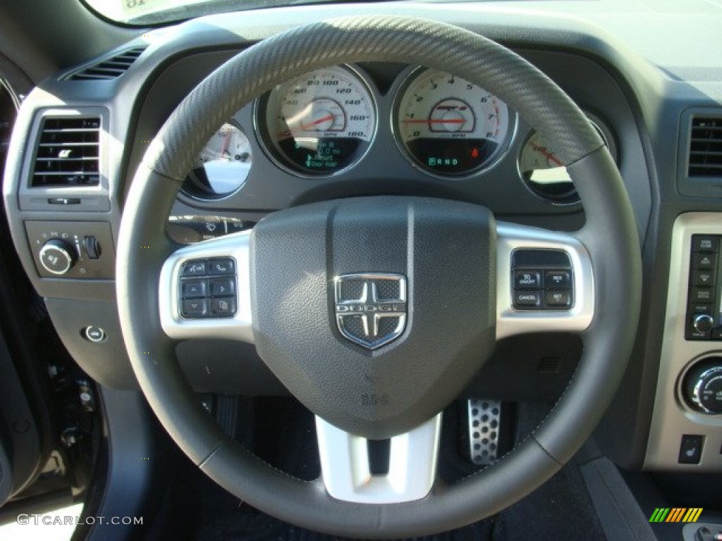 2011 Dodge Challenger SRT8 392 Dark Slate Gray Steering Wheel Photo #71538944