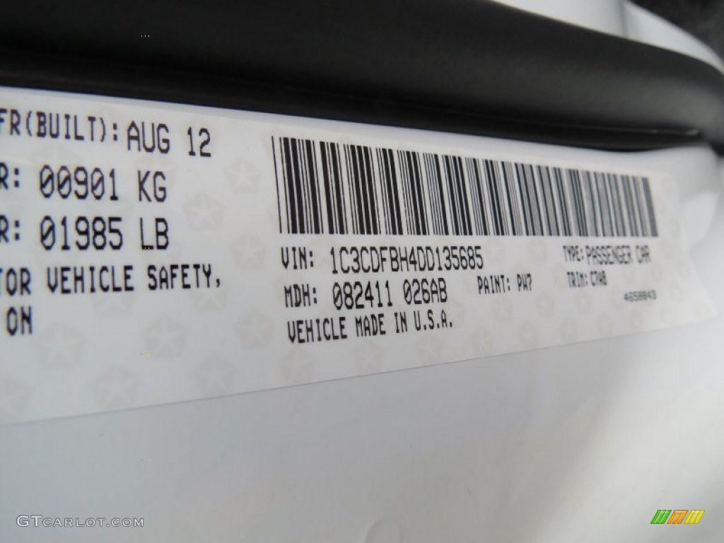 2013 Dart Rallye - Bright White / Diesel Gray photo #12