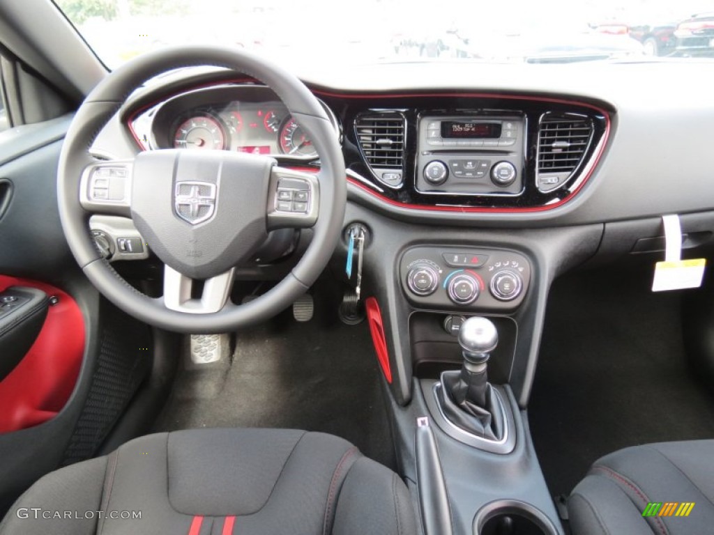 2013 Dodge Dart Rallye Black/Ruby Red Dashboard Photo #71543782