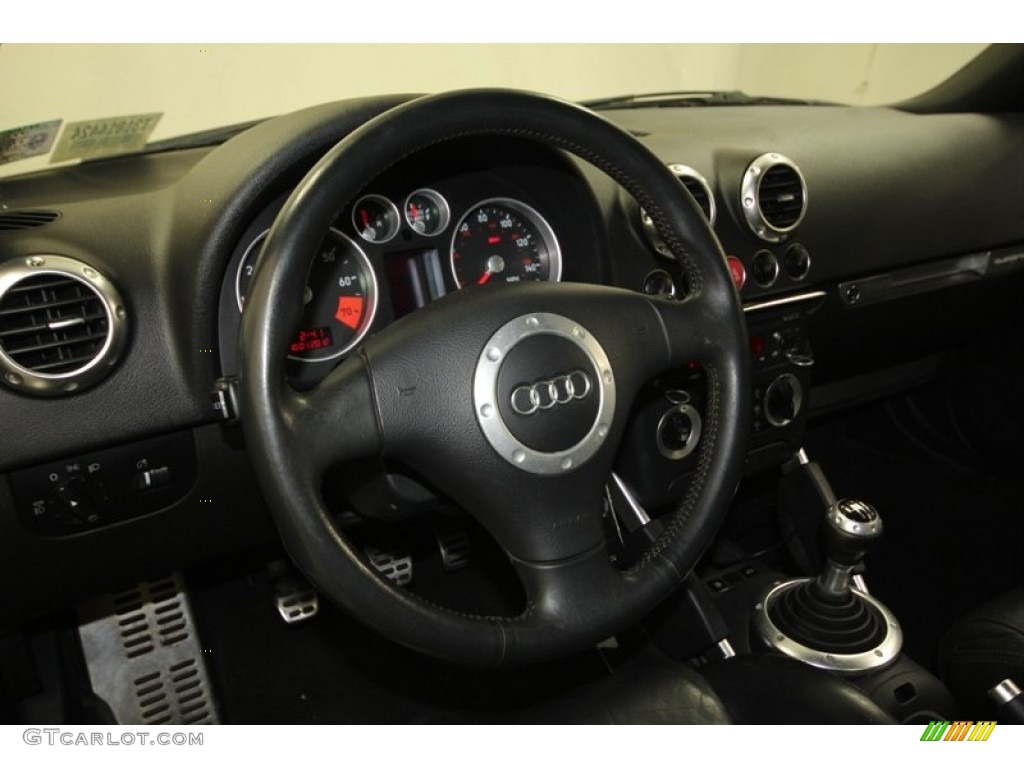 2003 Audi TT 1.8T quattro Roadster Ebony Steering Wheel Photo #71546341