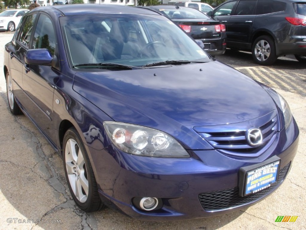 2005 MAZDA3 s Hatchback - Strato Blue Mica / Black/Blue photo #3