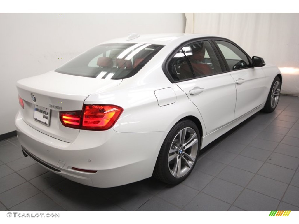 2013 3 Series 328i Sedan - Mineral White Metallic / Coral Red/Black photo #8