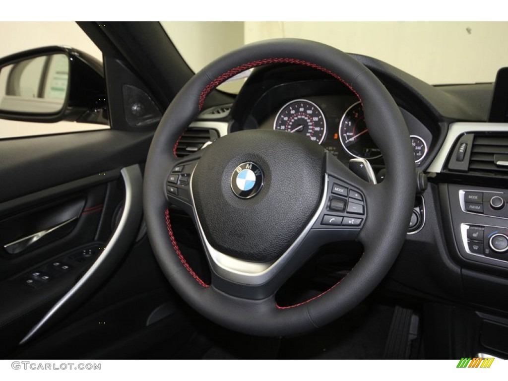 2013 BMW 3 Series ActiveHybrid 3 Sedan Black Steering Wheel Photo #71552783
