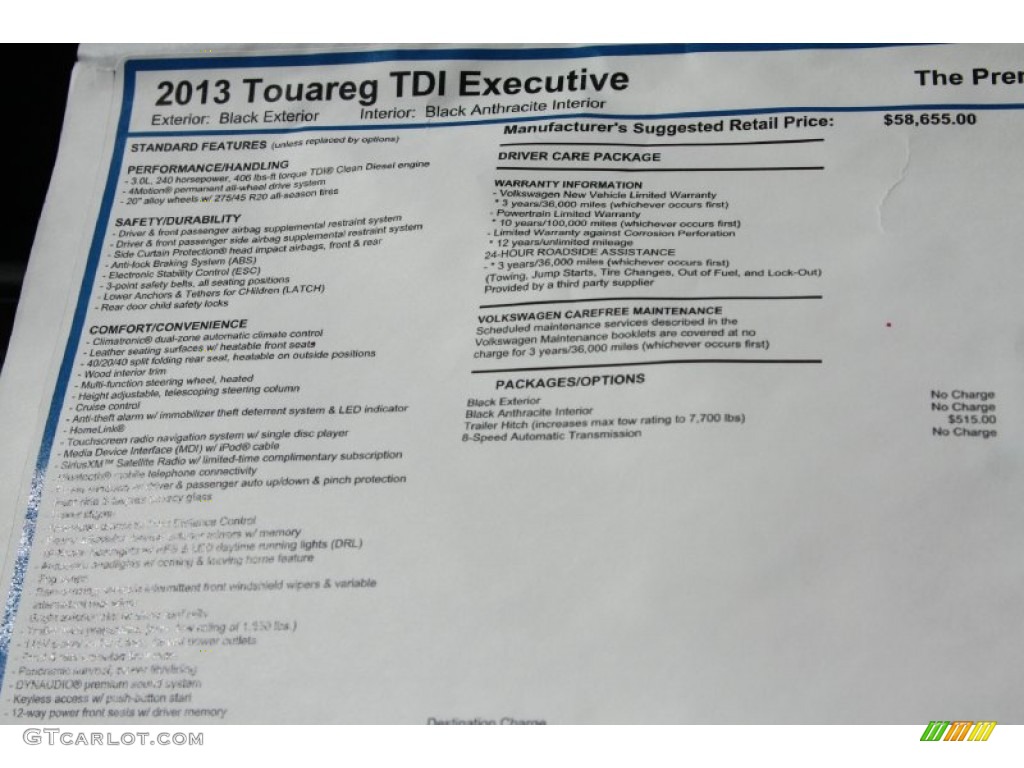 2013 Touareg TDI Executive 4XMotion - Black / Black Anthracite photo #8