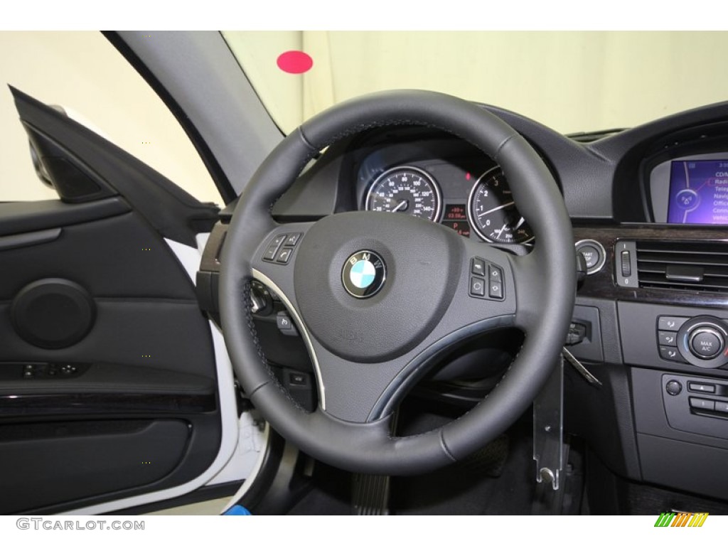 2013 BMW 3 Series 328i Coupe Black Steering Wheel Photo #71553277
