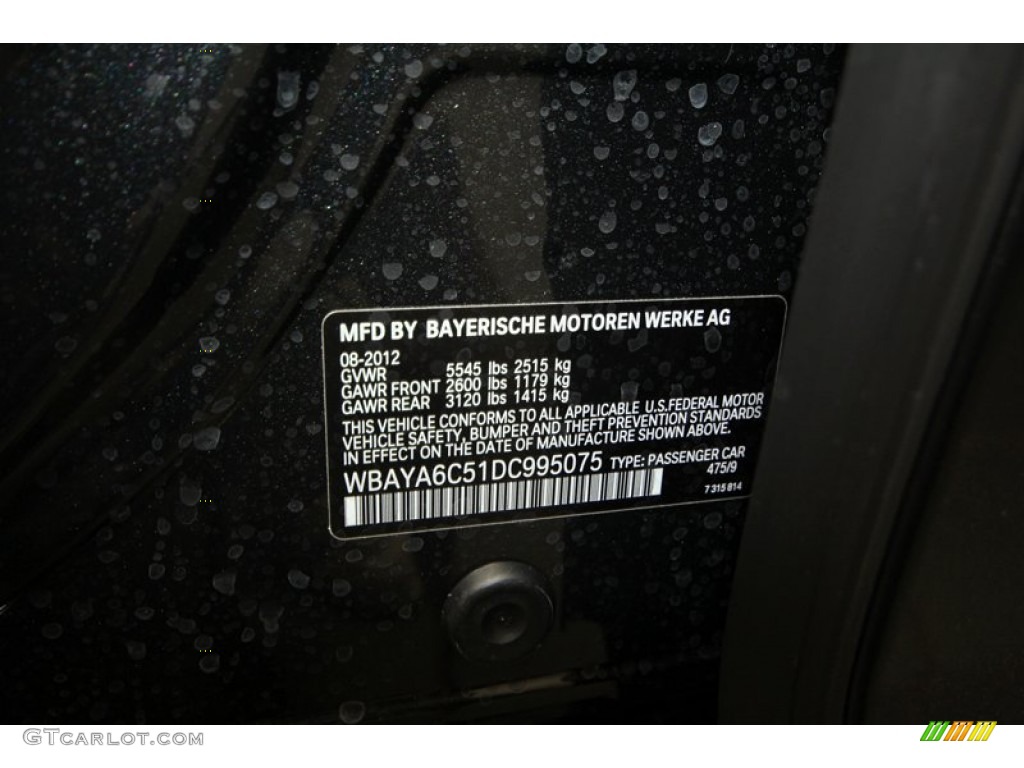 2013 7 Series Color Code 475 for Black Sapphire Metallic Photo #71553631