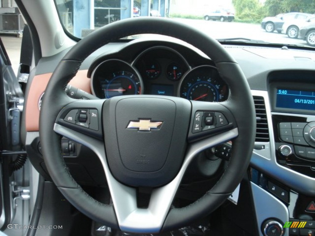 2012 Chevrolet Cruze LT Jet Black/Brick Steering Wheel Photo #71555217