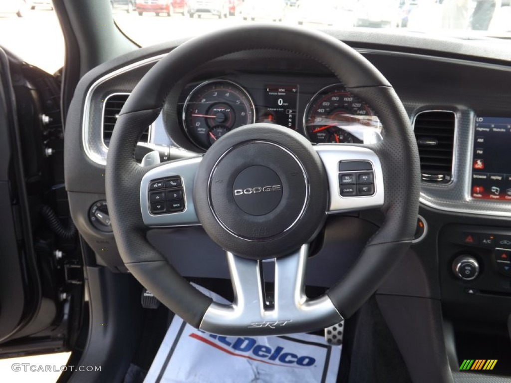 2013 Dodge Charger SRT8 Black Steering Wheel Photo #71557618
