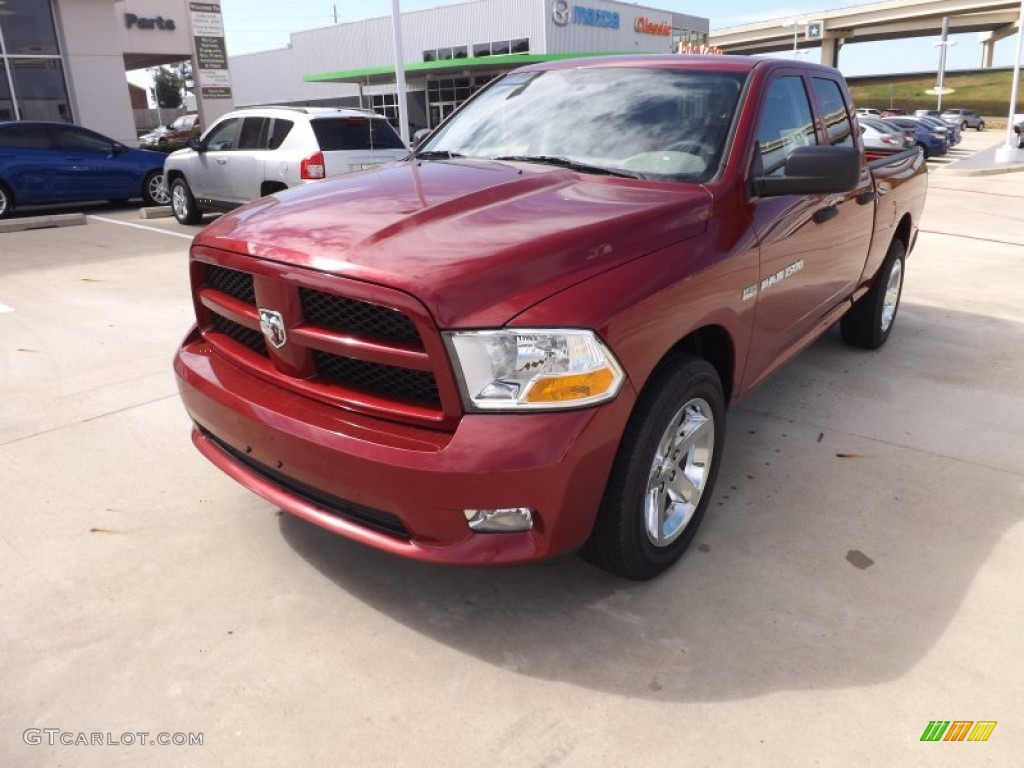 2012 Ram 1500 Express Quad Cab 4x4 - Deep Cherry Red Crystal Pearl / Dark Slate Gray/Medium Graystone photo #1