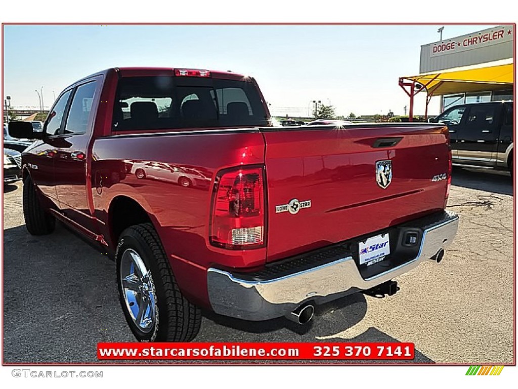 2010 Ram 1500 Lone Star Crew Cab 4x4 - Inferno Red Crystal Pearl / Dark Slate/Medium Graystone photo #3