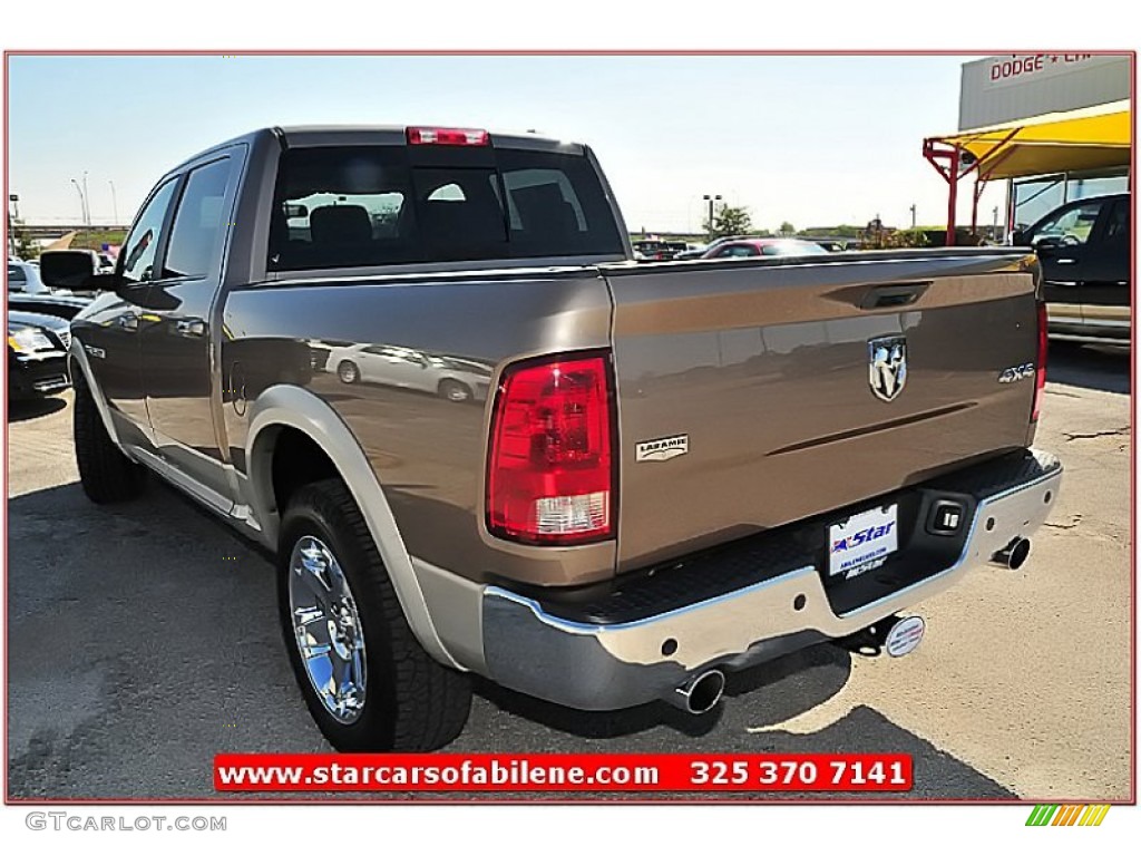 2010 Ram 1500 Laramie Crew Cab 4x4 - Austin Tan Pearl / Light Pebble Beige/Bark Brown photo #3