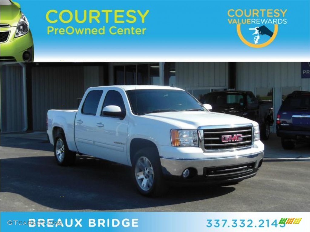 2008 Sierra 1500 SLE Crew Cab - Summit White / Ebony photo #1