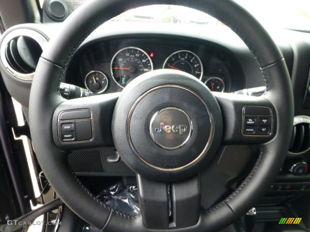 2013 Jeep Wrangler Rubicon 4x4 Black Steering Wheel Photo #71567563
