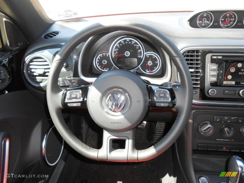 2013 Volkswagen Beetle Turbo Black/Red Steering Wheel Photo #71568850