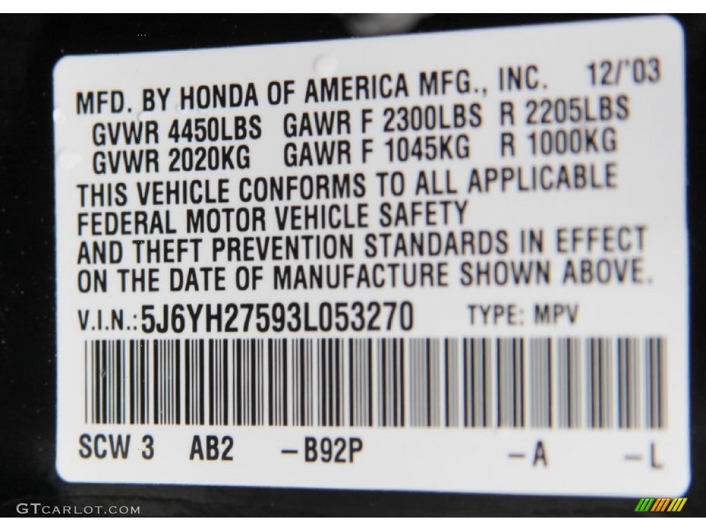 2003 Honda Element EX AWD Parts Photos