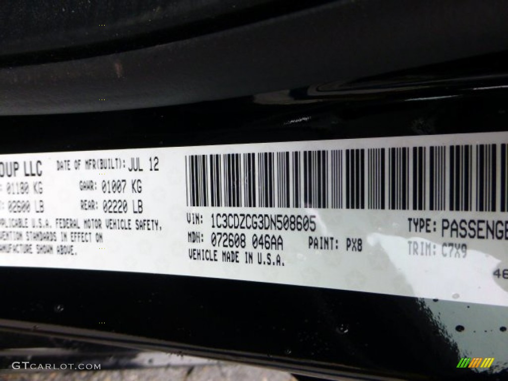 2013 Avenger Color Code PX8 for Black Photo #71574083