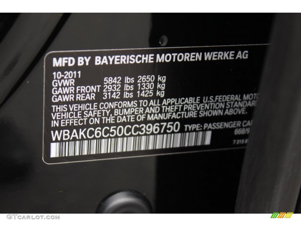 2012 7 Series Color Code 668 for Jet Black Photo #71575364