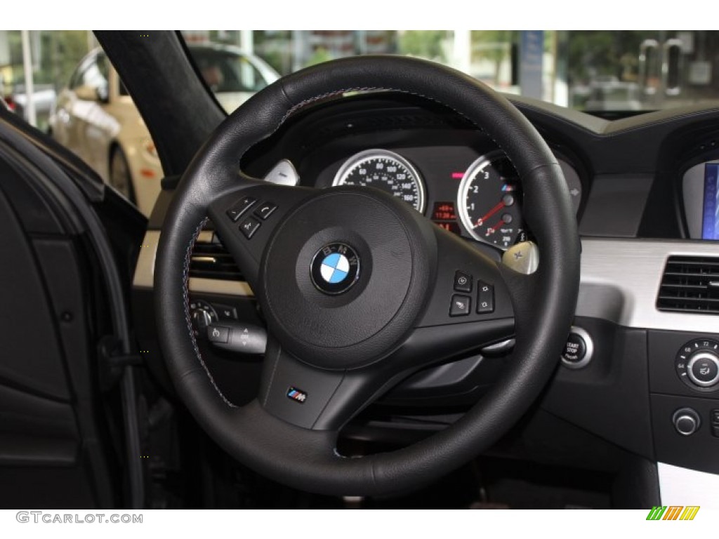 2010 BMW M5 Standard M5 Model Black Merino Leather Steering Wheel Photo #71575481