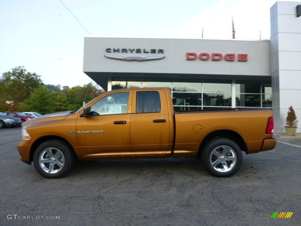 2012 Ram 1500 Express Quad Cab 4x4 - Tequila Sunrise Pearl / Dark Slate Gray/Medium Graystone photo #2