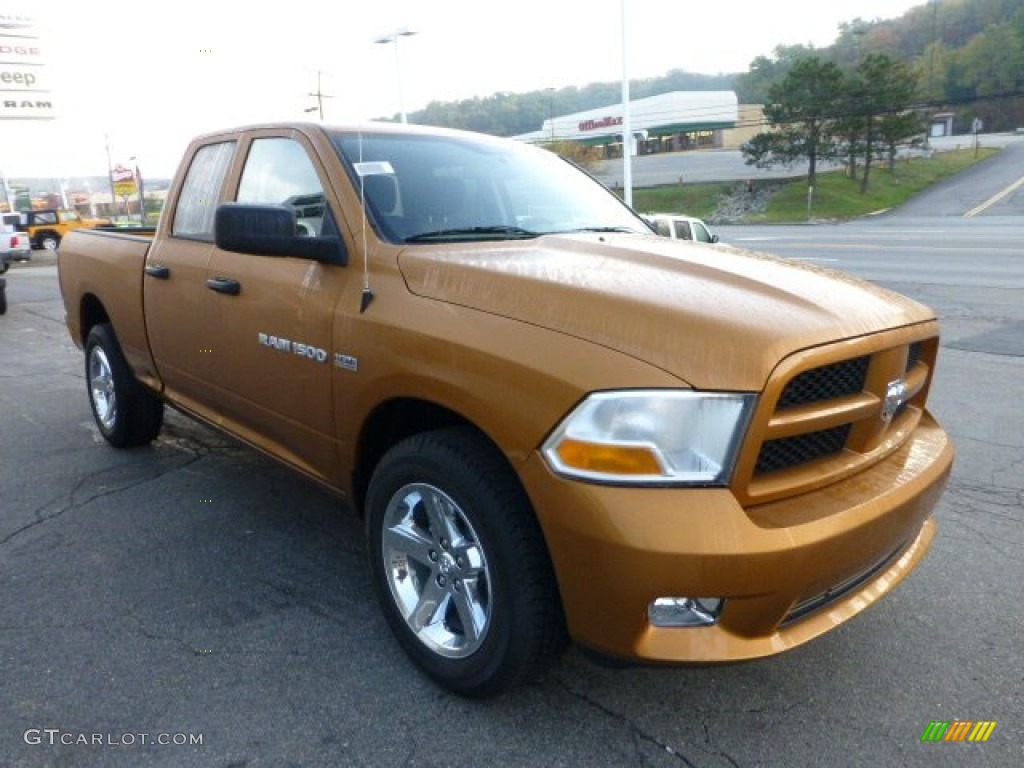 2012 Ram 1500 Express Quad Cab 4x4 - Tequila Sunrise Pearl / Dark Slate Gray/Medium Graystone photo #7