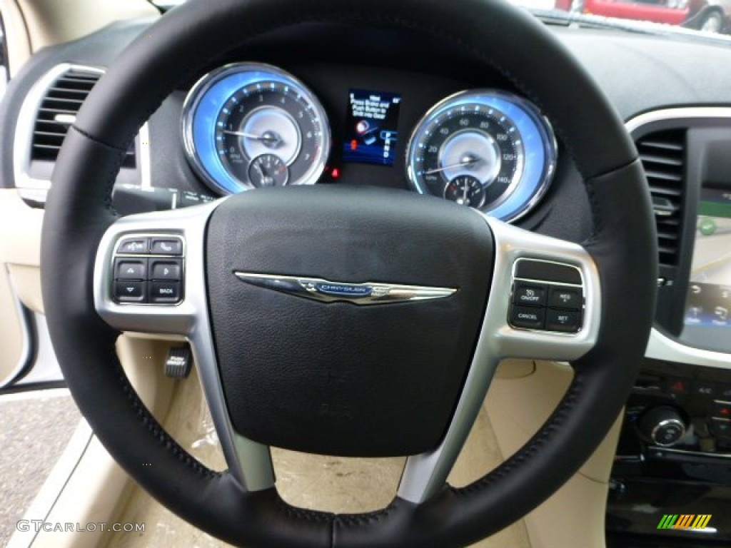 2013 Chrysler 300 AWD Black/Light Frost Beige Steering Wheel Photo #71579069