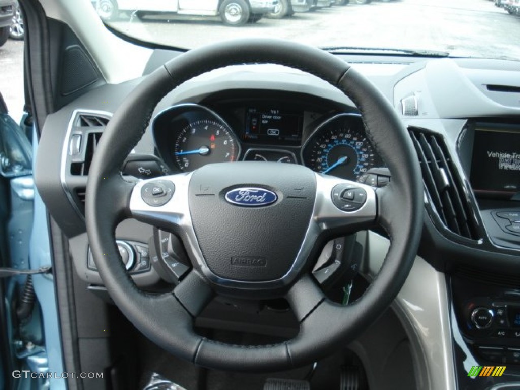 2013 Ford Escape SEL 2.0L EcoBoost 4WD Charcoal Black Steering Wheel Photo #71584764