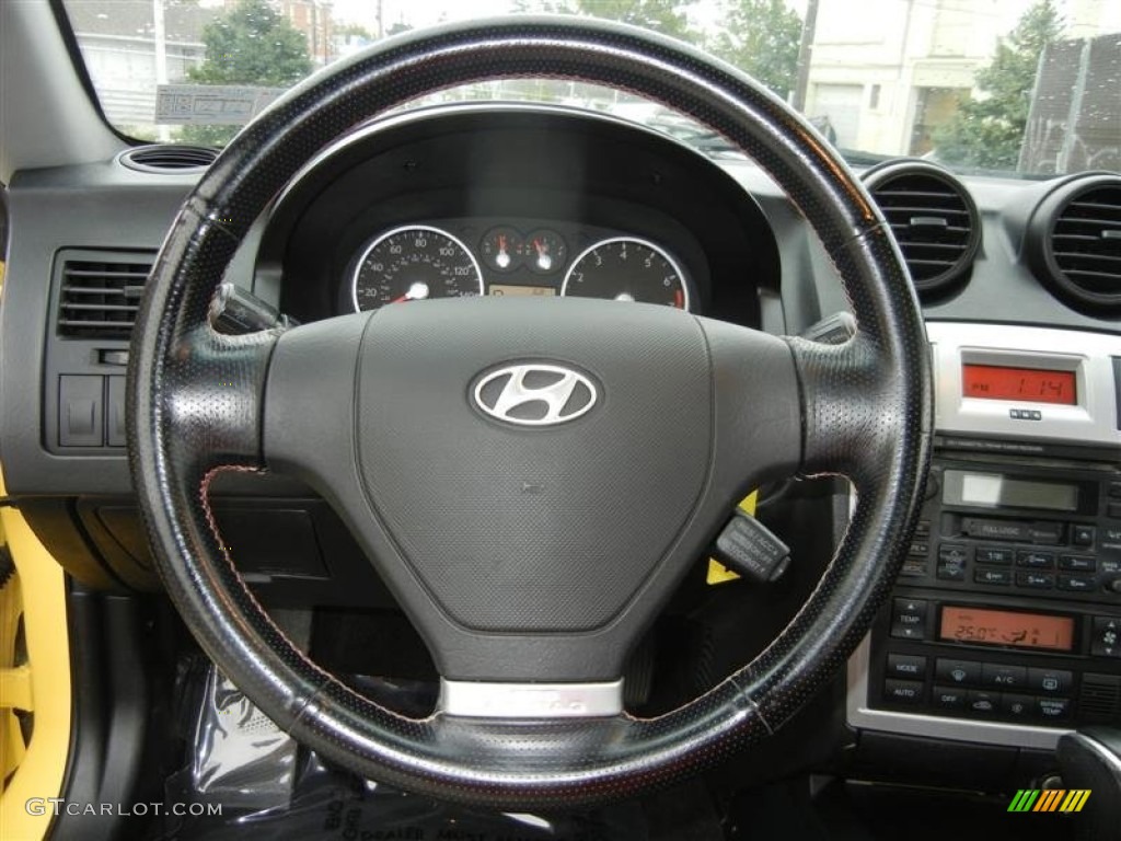 2006 Hyundai Tiburon GT Black/Red Steering Wheel Photo #71588274