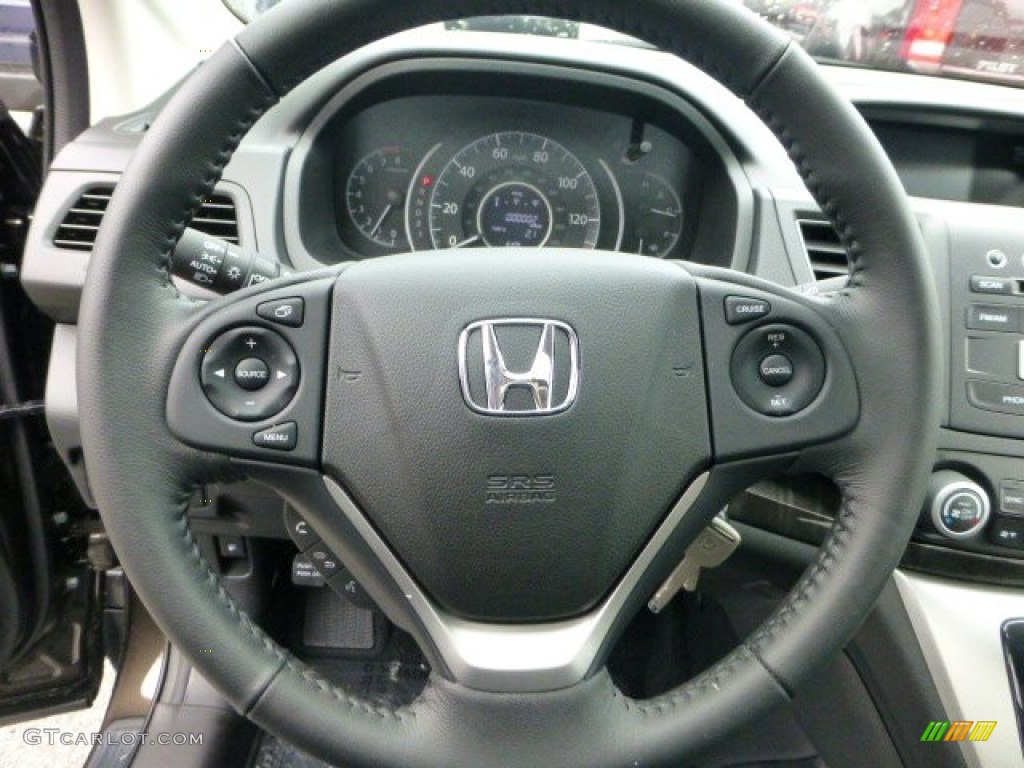 2013 Honda CR-V EX-L AWD Black Steering Wheel Photo #71592495