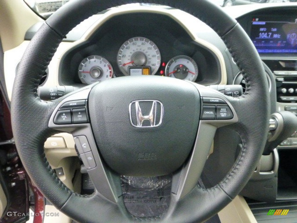 2013 Honda Pilot EX-L 4WD Beige Steering Wheel Photo #71594169