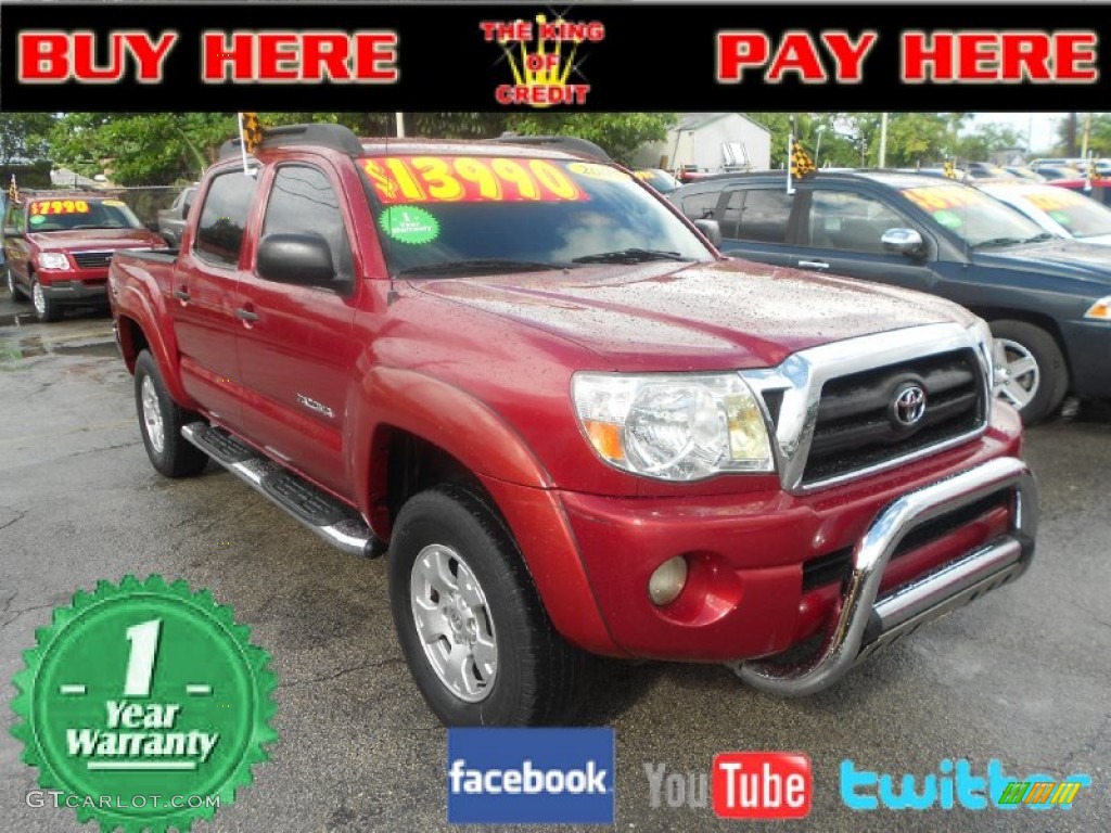 2005 Tacoma PreRunner TRD Double Cab - Impulse Red Pearl / Taupe photo #1