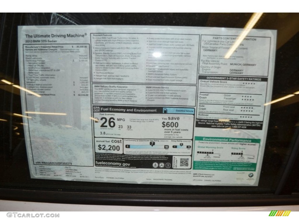 2013 3 Series 328i Sedan - Alpine White / Black photo #5